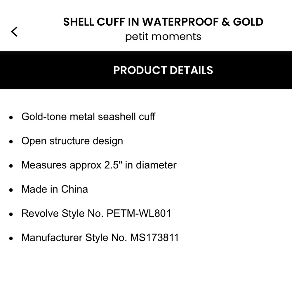 petit moments gold shell cuff bracelet - Picture 3 of 6